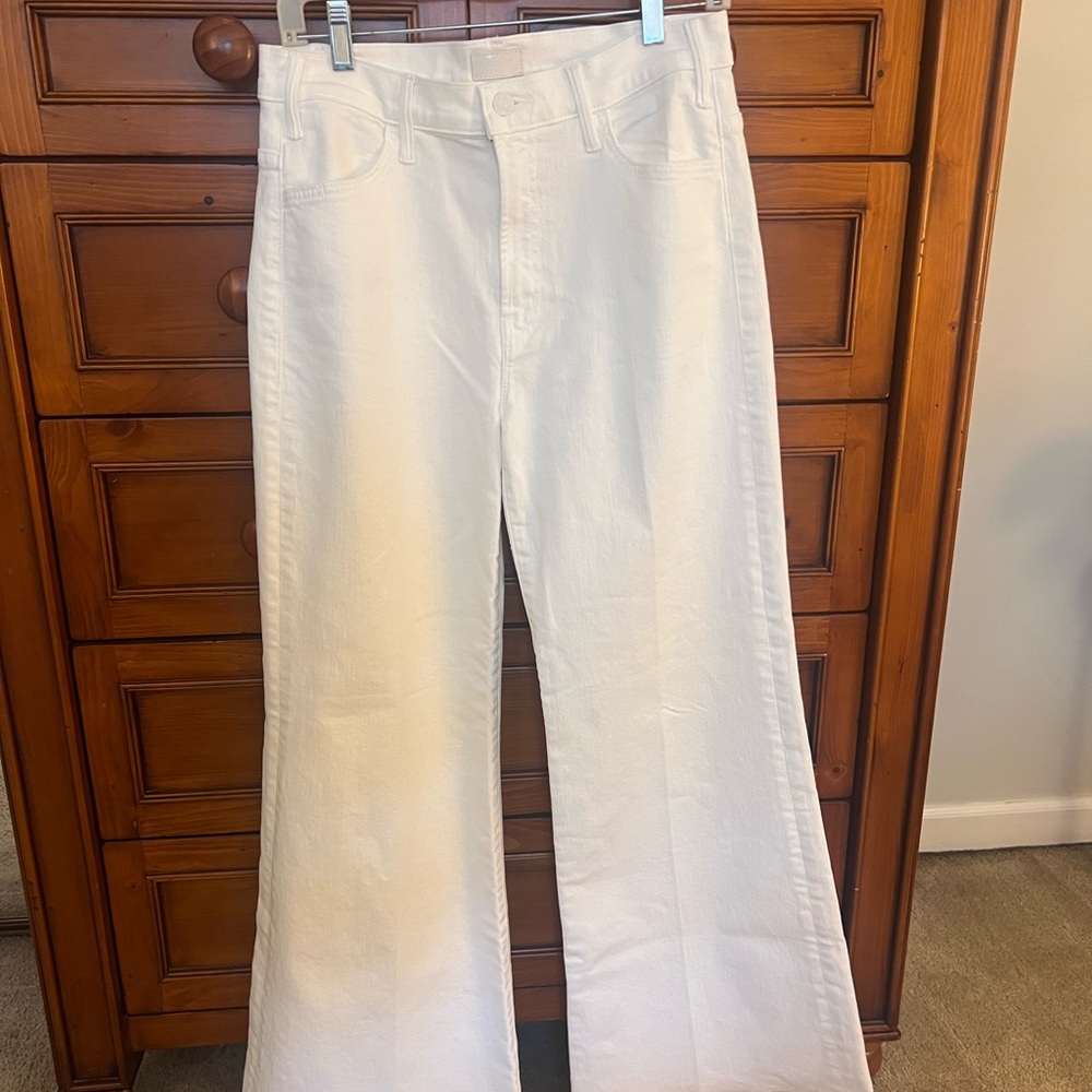 Mother The Hustler Roller Skimp Wide Leg Fairest of Them All White Sz 29 NEW